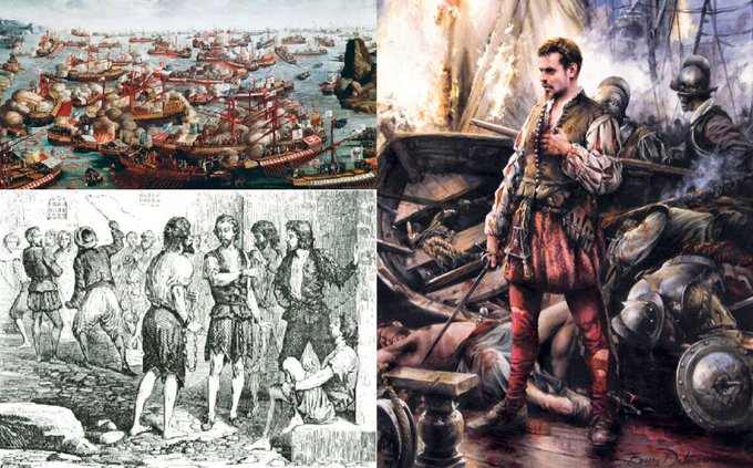 Dario_Madrid_F's tweet photo. Hoy hace 407 años del fallecimiento de Miguel de Cervantes, el mejor escritor en español que han conocido los tiempos. ¿Saben ustedes que tuvo una vida muy azarosa, llena de peligros y acabó con sus huesos en la cárcel en tres ocasiones? (sigue) https://t.co/bpDocFSfRG