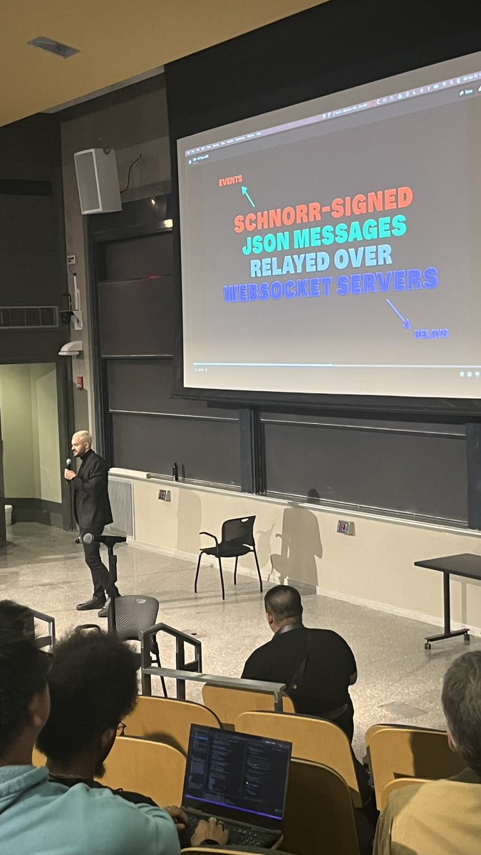 .<a href="/andreneves/">André Neves</a> talking about all things NBD by <a href="/zebedeeio/">ZBD</a> at <a href="/MITBitcoinClub/">MIT Bitcoin Club</a> Expo but focused on 

Nostr

Or 

SCHNORR-SIGNED JSON MESSAGES
RELAYED OVER WEBSOCKET SERVERS

NBD’s <a href="/fiatjaf/">Justin Case</a> magnum opus