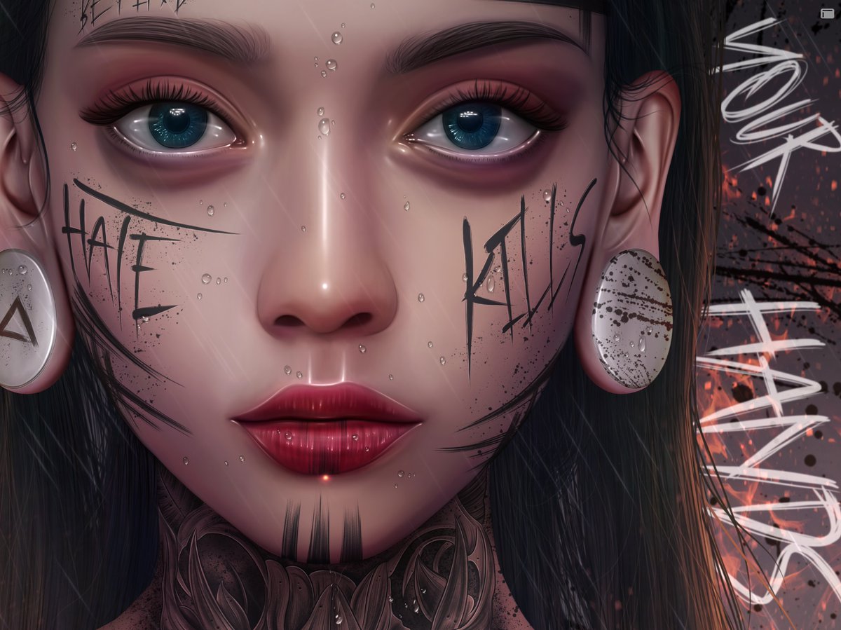 CInvnt's tweet photo. I was a tattoo artist for over 13 years

For this very reason I love adding tattoos on the characters in my paintings 

Each and every tattoo on these characters are a continuation of the story each painting tells https://t.co/1baJ0VtisY