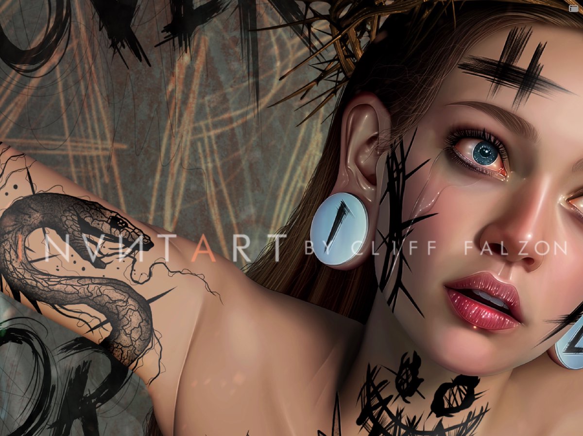 CInvnt's tweet photo. I was a tattoo artist for over 13 years

For this very reason I love adding tattoos on the characters in my paintings 

Each and every tattoo on these characters are a continuation of the story each painting tells https://t.co/1baJ0VtisY