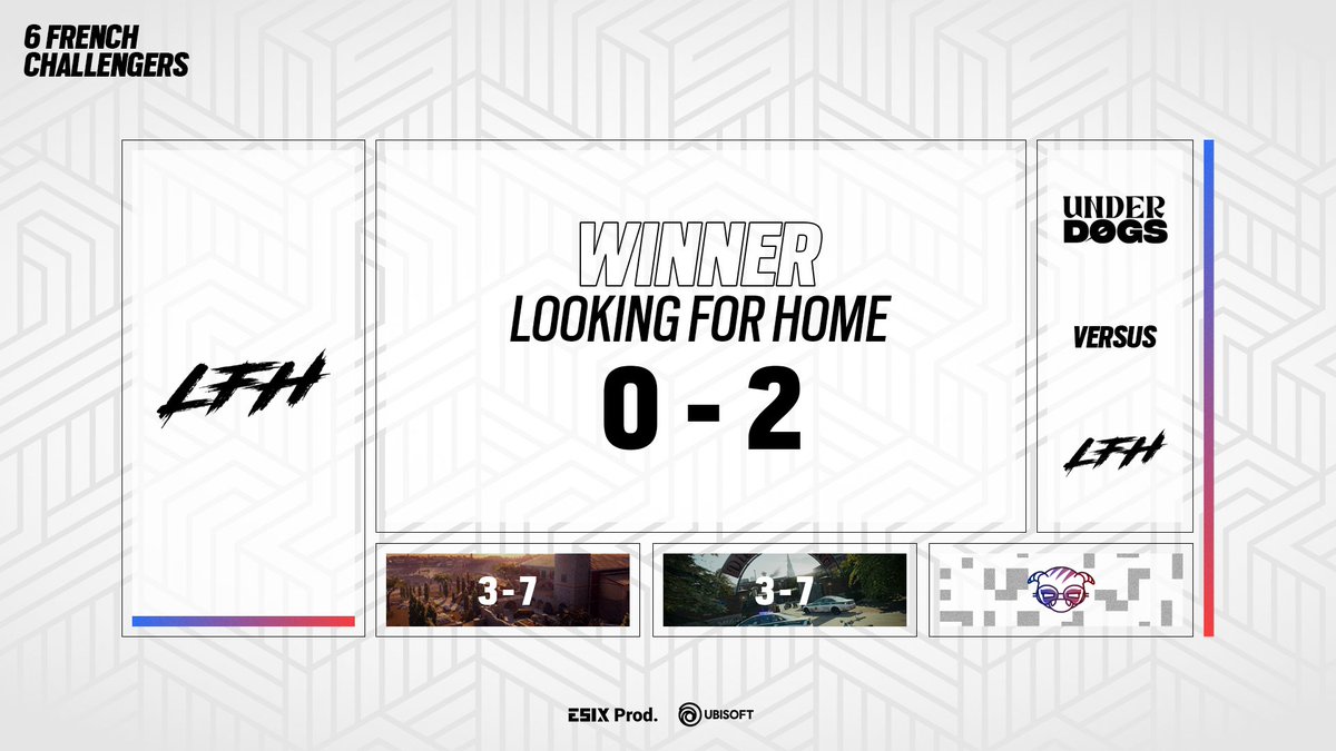 Félicitations à <a href="/LFHR6S/">LFH</a> qui se qualifie en Grande Finale de 6 French Challengers 2023 et envoie Underdogs en Lower Bracket ! #6FC