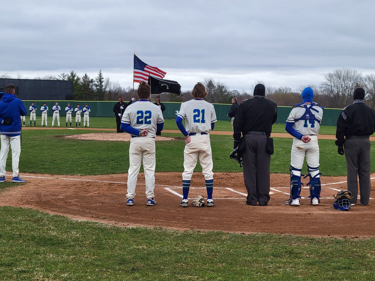 EricKraushar's tweet photo. We made it seven outs. A balmy 34 degrees at first pitch for Grand Rapids at @Eagan_Athletics. Youth and Community Day. Thank you @EaganPolice and Eagan Fire for joining us for 1st pitch ceremony! https://t.co/RStTL47x7v