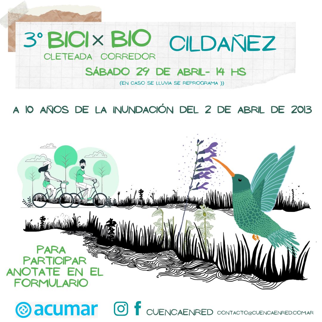 cuencaenred1's tweet image. 📢El sábado 29/4 a las 14hs. te esperamos para la 3era Bicicleteada por el Biocorredor del Cildañez 🌳🐦🌺🦋🌿
📍El punto de encuentro será la intersección entre la colectora de la Av. Gral. Paz y San Pedro (Mataderos).
 #DiaDeLaTierra #bicixbio #biocorredorcildañez  @MtycParque