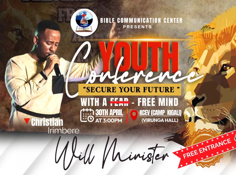 ercfamily7's tweet photo. #youth #conference “secure your #future a free #mind “
Kigali will be on fire 🔥
Welcome all #kcevcampkigali #youthplot #plot #kigaliupdates #kigalilife #jesusforrwanda #rwanda #bible #bcc #bccfamily @ercfamily7 https://t.co/zLtKFqzmgi