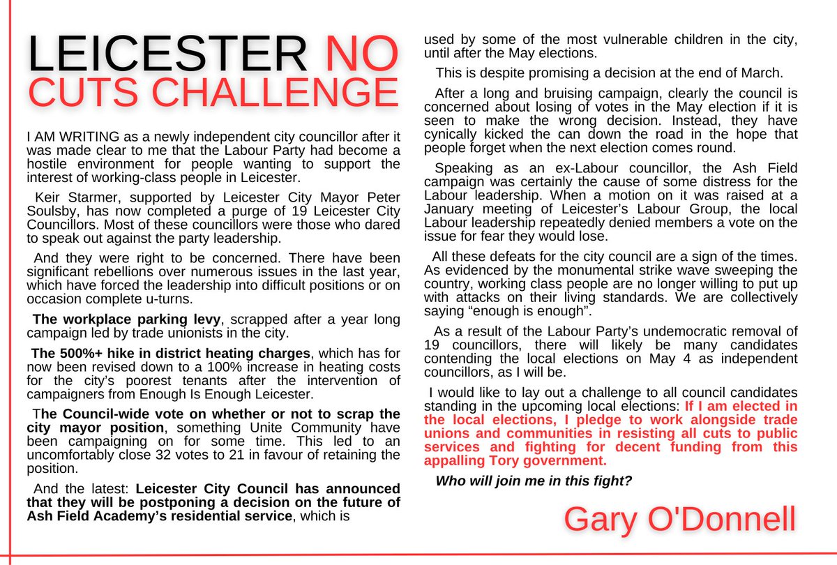SaveAFResi's tweet photo. This letter, written by the now independent council candidate Gary O'Donnell and supporter of our campaign, gives some insight into what was going on behind the scenes in the local Labour Party over the last few months. #SaveAshFieldResi https://t.co/BXIs3B6bqE
