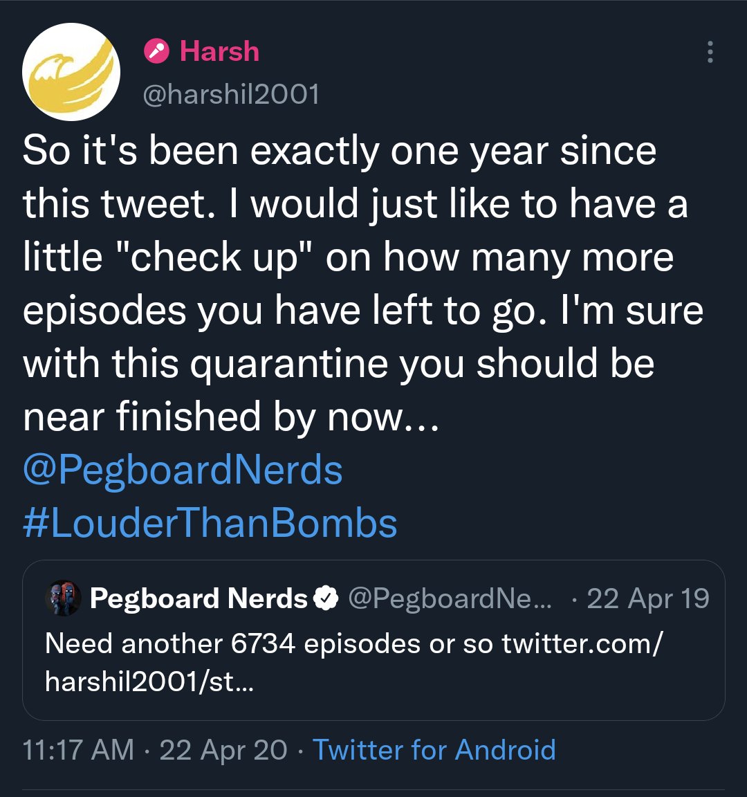 harshil2001's tweet photo. Anniversary year #5 of asking @PegboardNerds &amp; @Krewella to finally release 'Louder Than Bombs'...

@Darlington you've said in the past you will devote your life to the release of this record. It's about time don't you think? 🙃 https://t.co/aBXJDihaWk