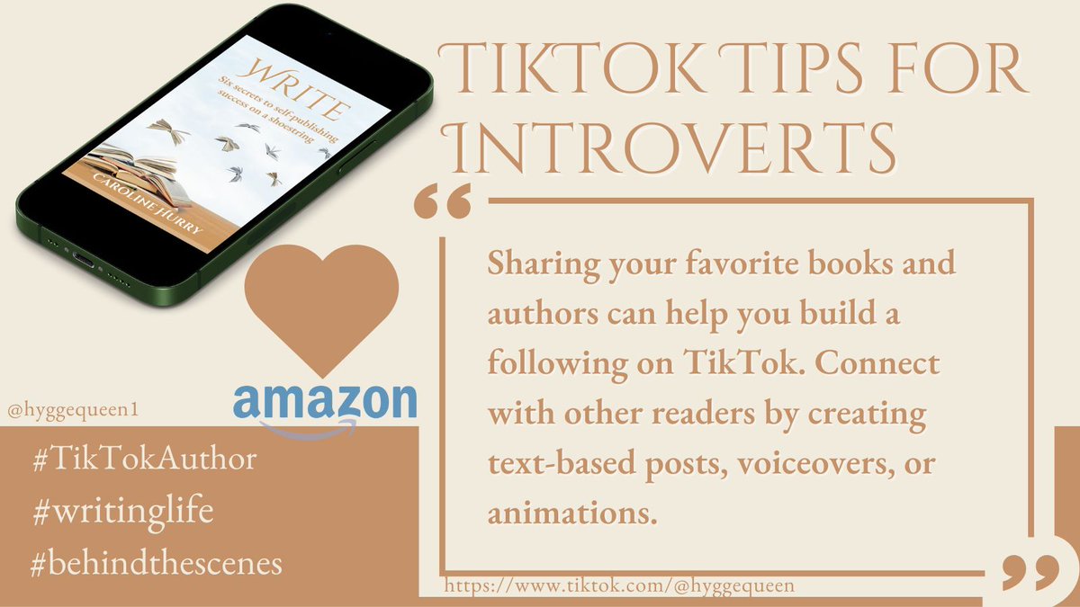 HyggeQueen1's tweet photo. Being an introvert doesn't mean you can't shine on Tiktok! My book on self-publishing success provides some great tips for making your content stand out. #TiktokIntroverts #SelfPublishingTips #StandOutContent https://t.co/usj0WZJaEq https://t.co/G9ebOMvXP8
