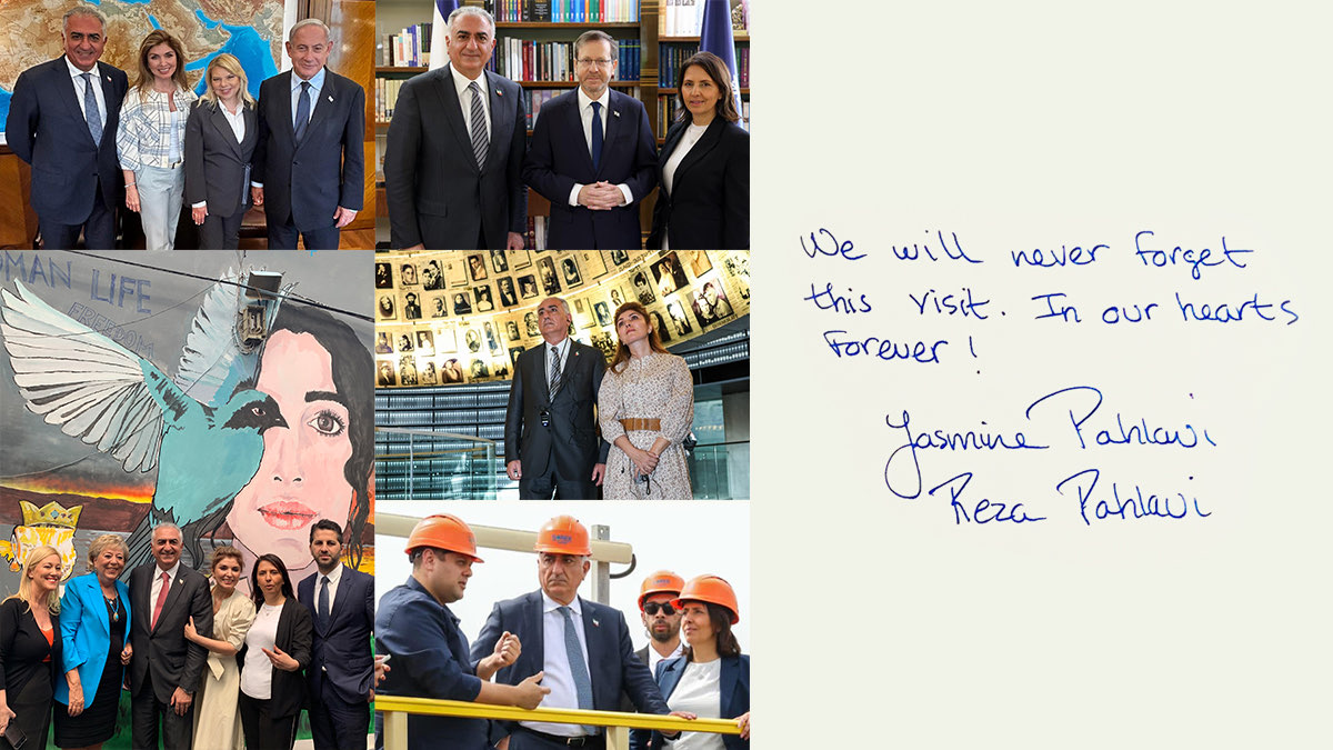 PahlaviReza's tweet photo. Yasmine and I would like to thank the people of Israel, President @Isaac_Herzog, PM @netanyahu, Minister @GilaGamliel and all of the other officials, business leaders, scientists and members of the Iranian diaspora who hosted us in #Israel and made our visit so productive and memorable. As we travelled the country, we were touched by the hospitality and energized by the optimism of the ordinary people whom we met along the way. We are particularly grateful to Minister Gamliel for her warm welcome and kind attention throughout our visit.

We are gratified to have been able to contribute to the rekindling of friendship between Iranians and Israelis. A future democratic Iran will seek cultural, scientific, and economic exchange with Israel and other neighbors across the region. That day is near.