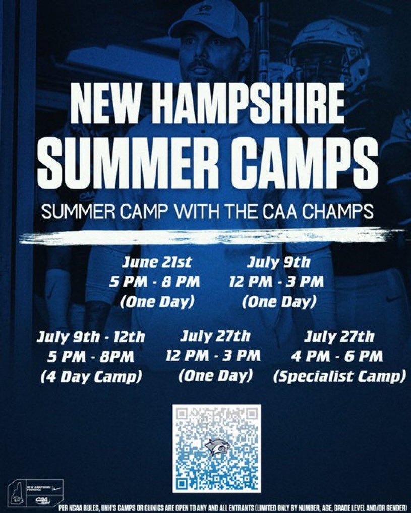 Thank you to <a href="/_CoachG_/">Garrett McLaughlin</a> and <a href="/UNH_Football/">New Hampshire Football</a> for the camp invite! Go Wildcats!
@IHS_ChiefsFB
