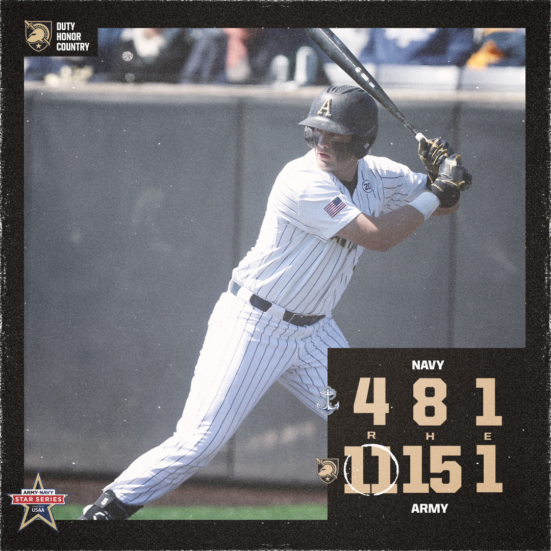ArmyWP_Baseball's tweet photo. 𝐆𝐚𝐦𝐞 𝟏 𝐢𝐬 𝐨𝐮𝐫𝐬‼️ 

Ross Friedrick batted 3-4, having 2 home runs, 4 RBIs, and 2 runs.

First pitch for Game 2 is TBA.  

#GoArmy #BeatNavy https://t.co/9Tv33C7dGZ