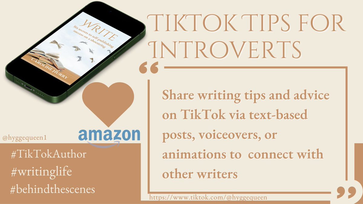 HyggeQueen1's tweet photo. Being an introvert doesn't mean you can't shine on Tiktok! My book on self-publishing success provides some great tips for making your content stand out. #TiktokIntroverts #SelfPublishingTips #StandOutContent https://t.co/usj0WZJaEq https://t.co/anDazNoiXv