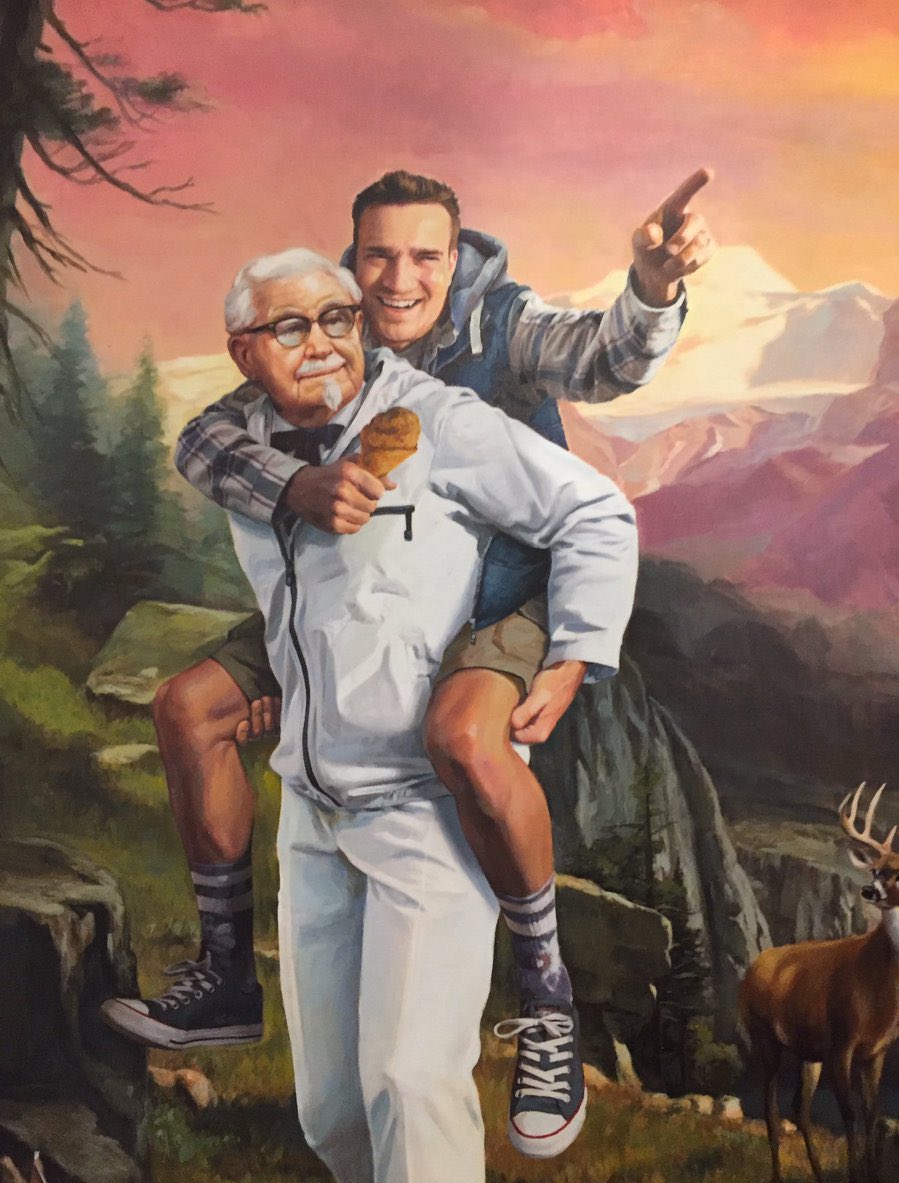 todayyearsold's tweet photo. The KFC twitter account only follows 11 people. The 5 spice girls &amp; 6 guys named herb. This is bc of their “secret blend” of 11 herbs and spices. The 1st person to notice and point this out was sent a painting of himself holding a drumstick while riding piggyback on the Colonel. https://t.co/KLexP48Zmu