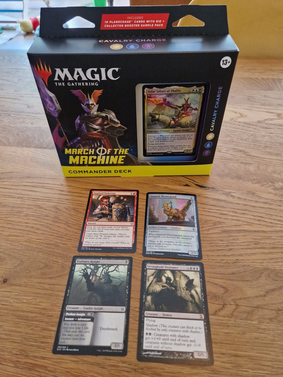 magnusmagicus's tweet image. #mtg #cmdr #mailday today! The #mtgmom Knights precon came in! 🥳

Opened the sample Collector Booster and boy it was a stinker 😄

But looking forward to playing the precon unaltered, and then change 30% 😄