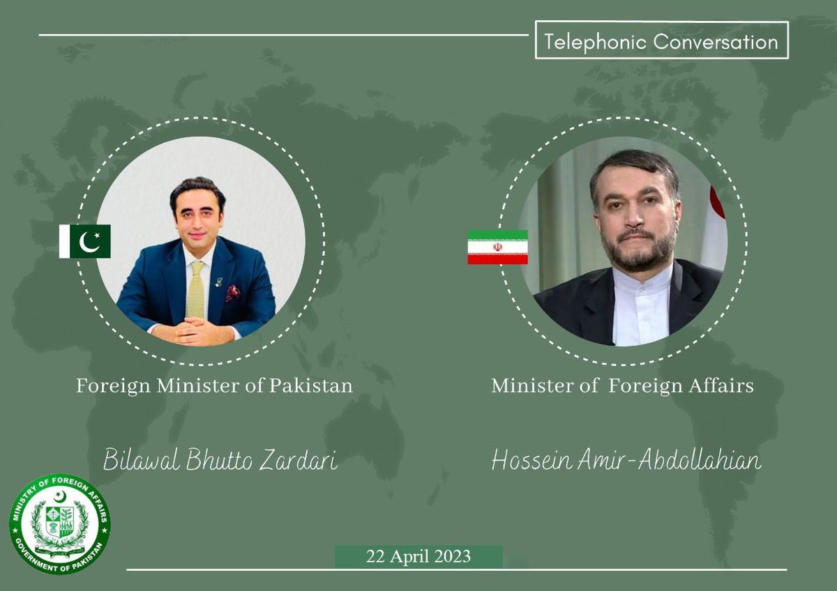 BBhutto_Zardari's tweet photo. Pleased to receive a call from my brother FM @Amirabdolahian of 🇮🇷 today. Extended warm greetings to brotherly people of Iran on the auspicious occasion of Eid-ul-Fitr.  Expressed confidence that resumption of 🇮🇷 🇸🇦 dip. relations will be a harbinger for reg. peace &amp; prosperity. https://t.co/EmKvNeXYMb