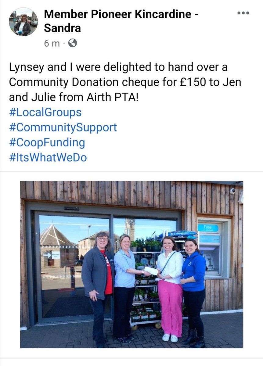 airthpc's tweet image. Delighted to be passing on this cash to @airthprimary for their healthy activities in the month of May. Watch this space for what they get up to...👀 Enormous thanks to @coopuk in Kincardine for their support. #localgroups #communitysupport #coopfunding #itswhatwedo