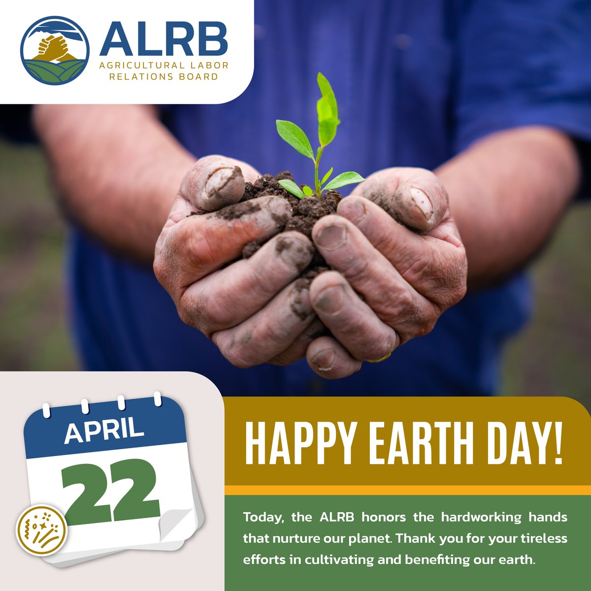 alrb_ca's tweet photo. On this #EarthDay, we recognize the invaluable role of #farmworkers in the care of our planet.
Let's show our appreciation by committing to protecting our natural resources and their health and safety. Together, we can create a sustainable future for all.
#ALRB #DiaDeLaTierra https://t.co/XNi9HqeCSv