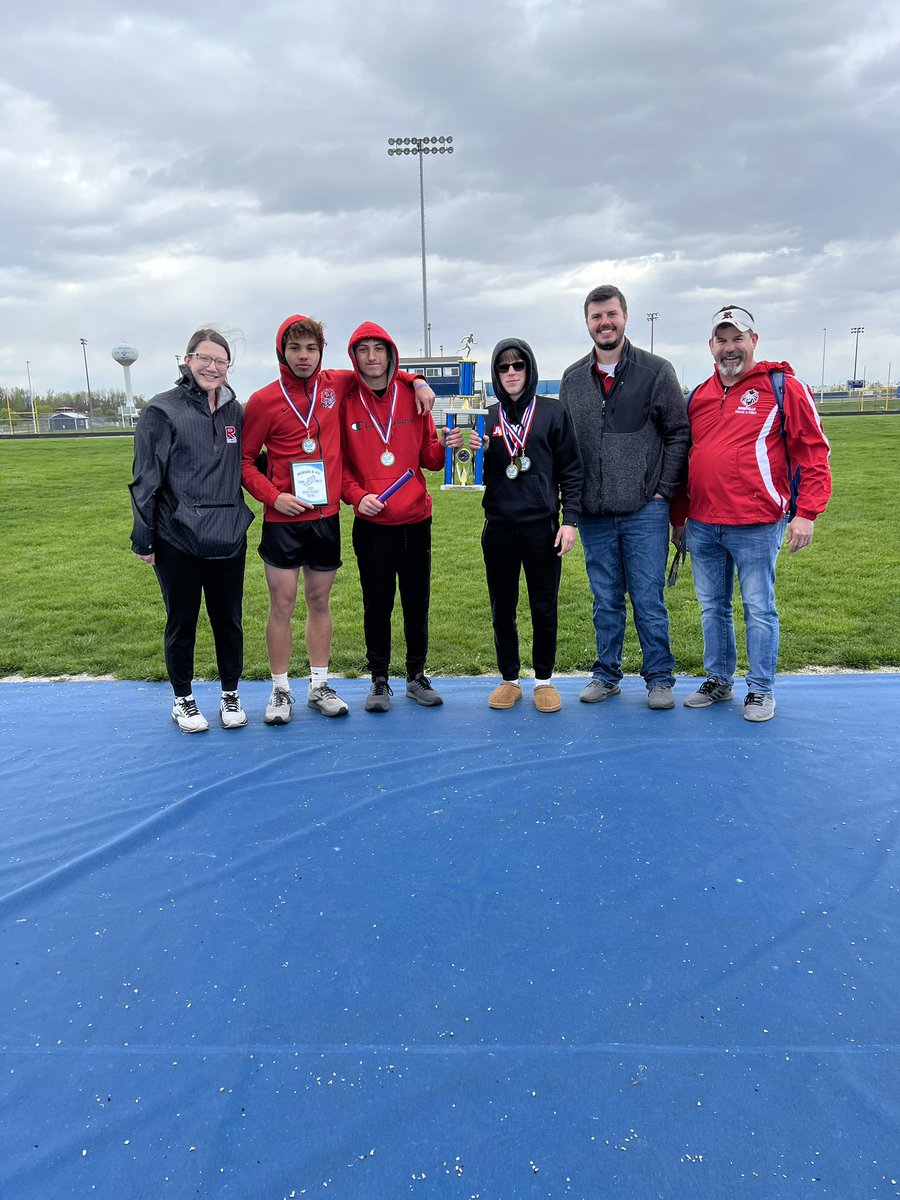 BRMS Cubs place 2nd out of 9 schools at Gburg! Words can't describe how proud I am of these boys! Pictured are three of our event champions: Malaki Knight (400), Ryder Hatten (4x8), and Owen Zachery (4x8, 800, 1600). Not pictured 4x8 champions are Hudson Schutz &amp; Colton England.