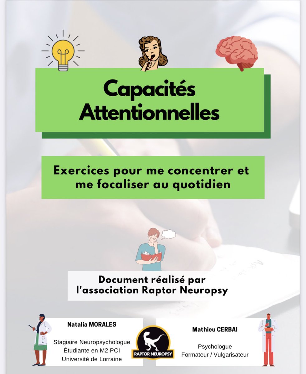 Capacités attentionelles  : exercices  pour se concentrer et se focaliser au quotidien. Document réalisé par l'association Raptor Neuropsy
raptorneuropsy.com/_files/ugd/ace…