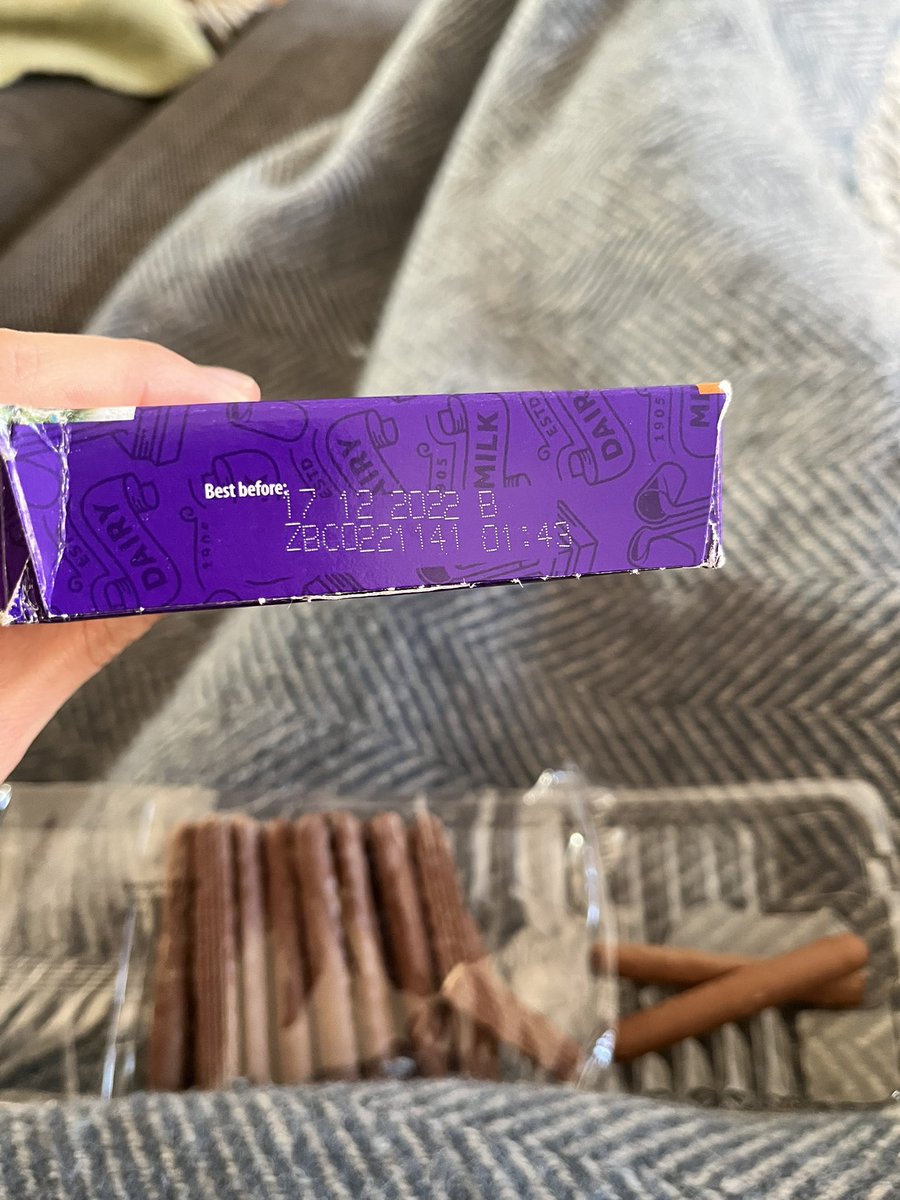 AbbyBage's tweet photo. Just sat down to enjoy my dairy milk fingers (which I purchased today) and they felt soft!! No wonder, they’re 4 months out of date! Nice one @sainsburys https://t.co/GY9tb4wH8T