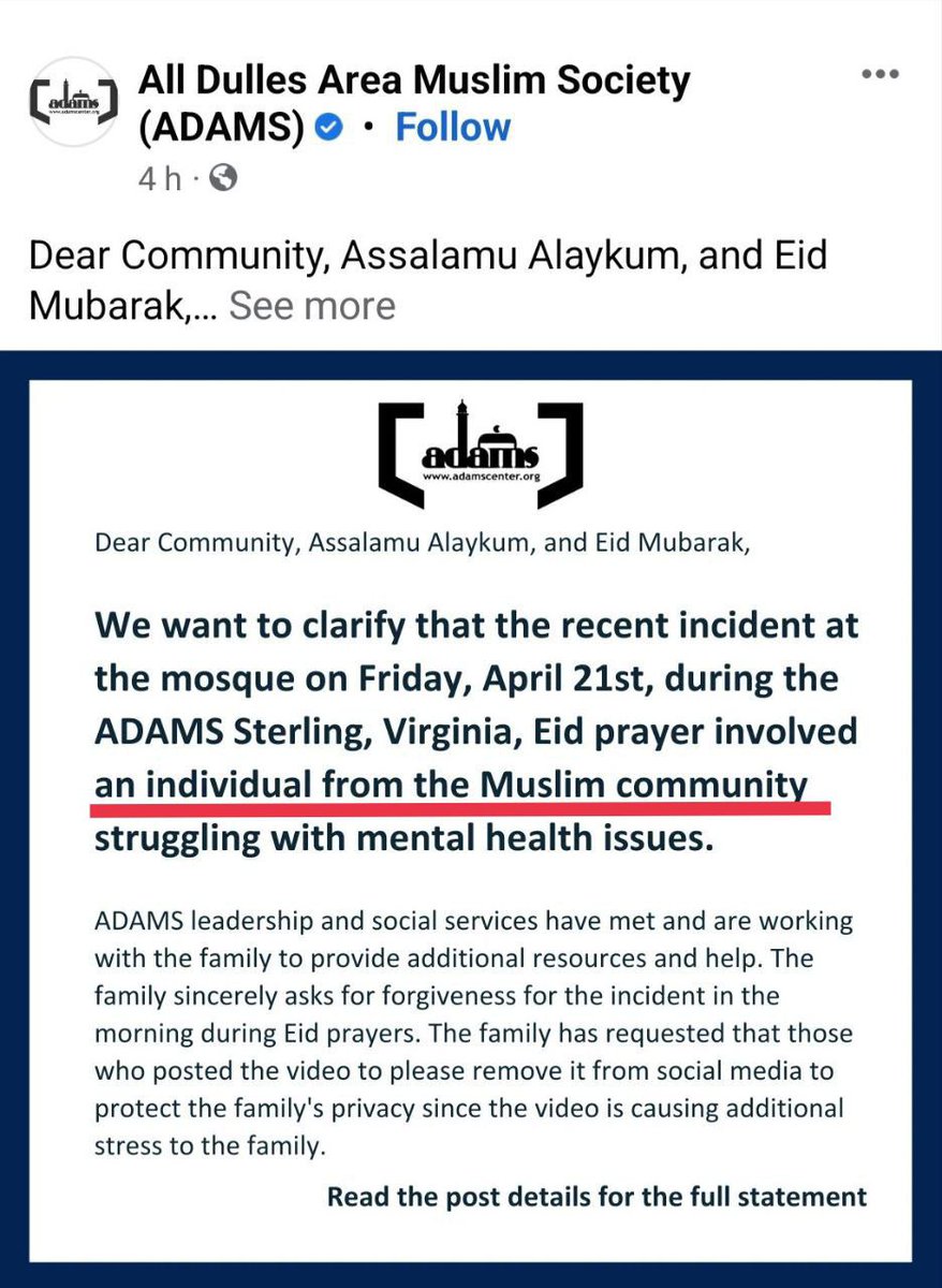 AskAnshul's tweet photo. 1) Since morning there's fake news being spread to defame Hindu community in the USA that a Hindu woman entered a Mosque in Virginia &amp; disrupted the Eid prayer &amp; yelled Islamophobic slurs. This is fake news.

Fact: Woman is from Muslim community &amp; she has mental health issues. https://t.co/vwtoeUzZxB
