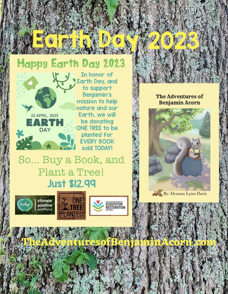 BenjaminAcorn's tweet photo. We are finally available for purchase! And in honor of Earth Day 2023, purchase Benjamin’s book, and plant One Tree! 🙏📚🐿️📚🙏 https://t.co/iwO9BPLetD