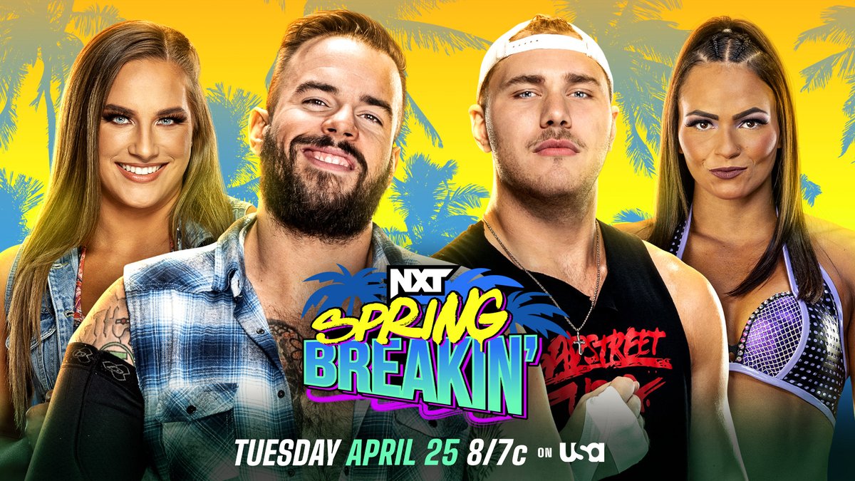 WWENXT's tweet photo. Tell a friend, to tell a friend, #NXTSpringBreakin' is THIS TUESDAY!

Which match are you looking forward to the most? 🤔 

#WWENXT
📺 8/7c on @USANetwork https://t.co/R6BQJSmu0V
