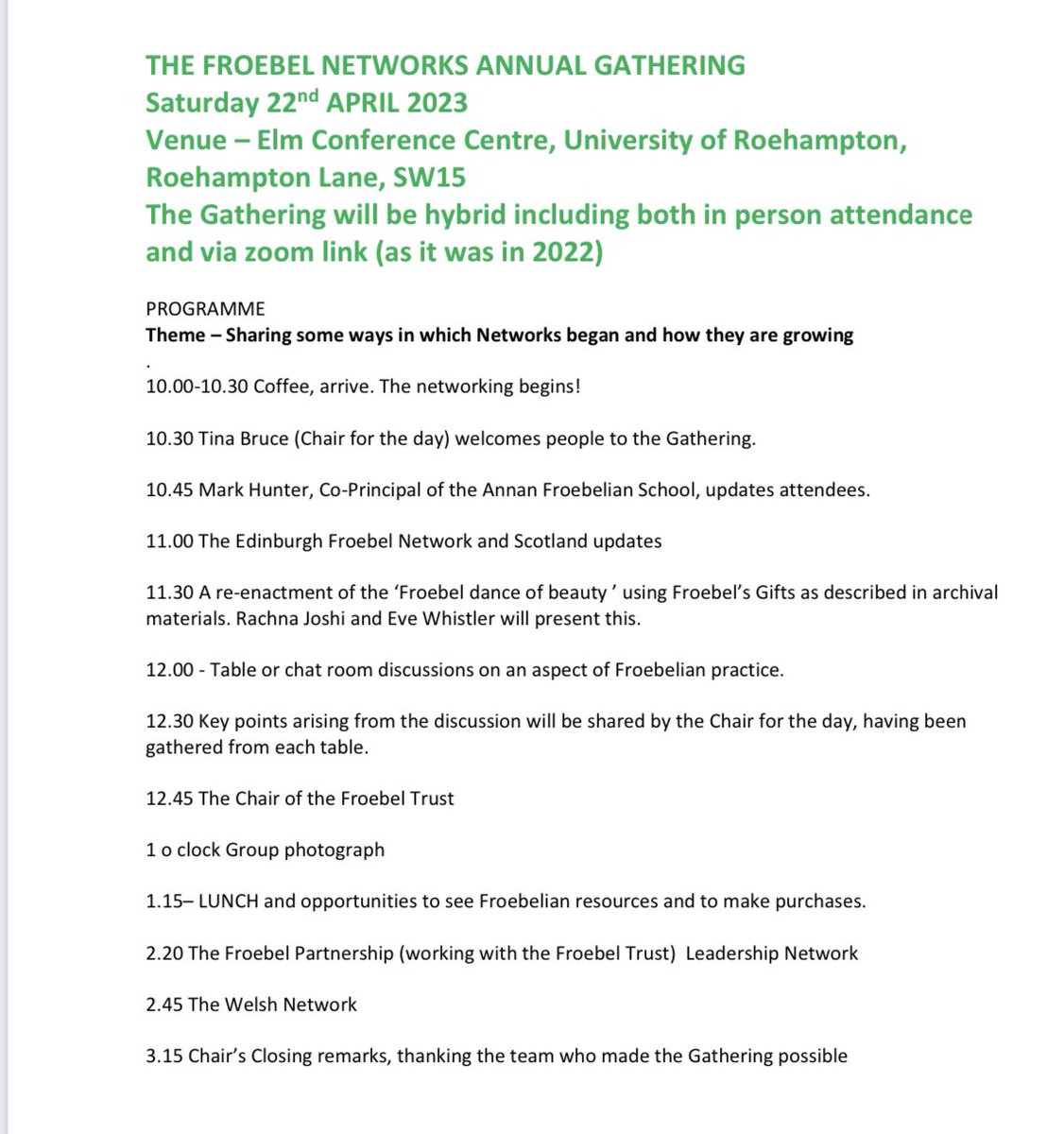 A wonderful time at Roehampton Froebel Gathering 💗
Thank you to the <a href="/FroebelNetwork/">Froebel Network</a> 
Fantastic to network &amp; learn with many fabulous Froebelians &amp; hear about the #Froebelian practice happening across Scotland 🏴󠁧󠁢󠁳󠁣󠁴󠁿 England 🏴󠁧󠁢󠁥󠁮󠁧󠁿 &amp; Wales 🏴󠁧󠁢󠁷󠁬󠁳󠁿 
#Unity #Connectedness