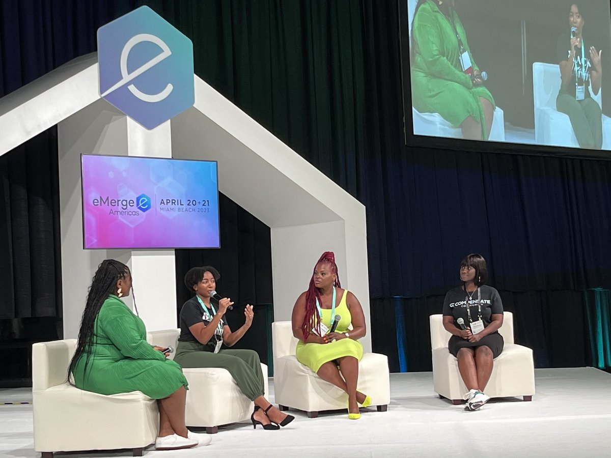 Kenasha's tweet photo. Let me tell you the highlight for me will always be sharing the stage with brilliant women founders helping make #MiamiForEveryone! Thank you again to the @eMergeAmericas team for all your support the Venture Miami Opportunity Program 🫶🏾🚀 https://t.co/FwmR7CNBiX