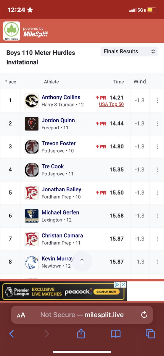 christan_c2's tweet photo. Also ran individual hurdles with prelims and finals. Tweaked my hamstring so did not do as well. 

(Lane 4 - Prelims &amp; Lane 9 - Finals) https://t.co/OjNtkMjq0d