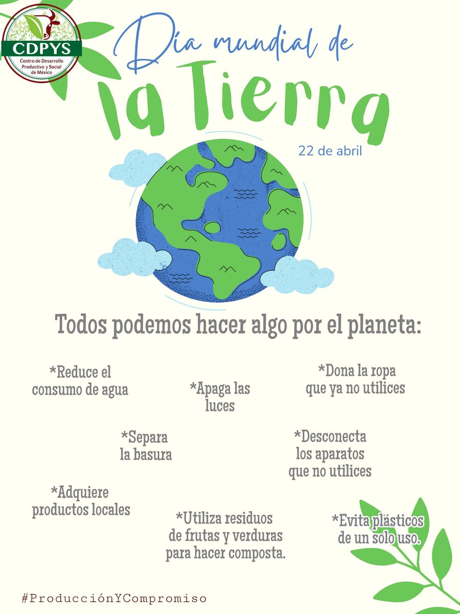 cdpysMex's tweet photo. Desde 1970 celebramos éste día en el que se promueve hacer conciencia sobre la importancia de proteger la Tierra. #DiaMundialDeLaTierra 🌎🌱
#InvertirEnNuestroPlaneta 2023 https://t.co/314Fv9v0WS