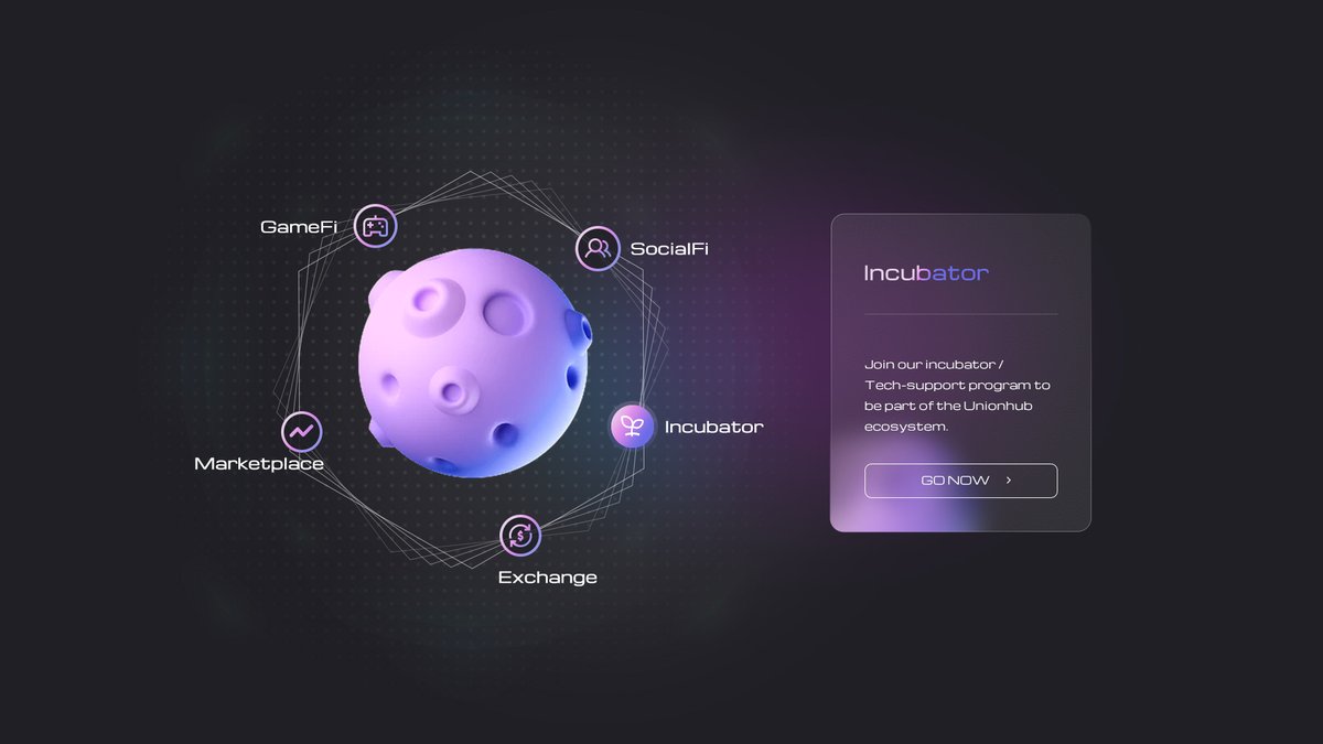 UNIGAME_XYZ's tweet photo. UnionHub's Ecosystem - Incubator &amp; Launchpad

In phase 1, we will provide tech support and tokens to those who have brilliant ideas and want to build in Web3 and also early projects that we think will fit in the UnionHub ecosystem. https://t.co/p4EptARUqC
