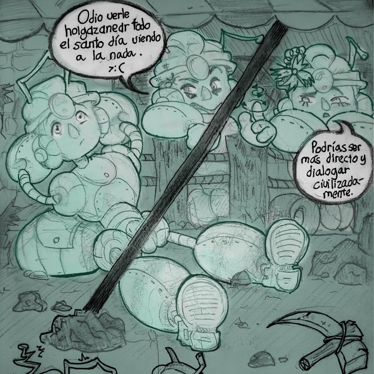 CandyQueenbabe's tweet photo. Un mini cómic con mis OCs, unos robots hormiga bien manyados causa.

#peruanadas #welcomehome #artistasentwitter #dibujos #dibujando #digitaldrawing #anime #DiaDeLaTierra #ElonMusk #ArtistOnTwitter #terraamara https://t.co/ZshmM98Lgw