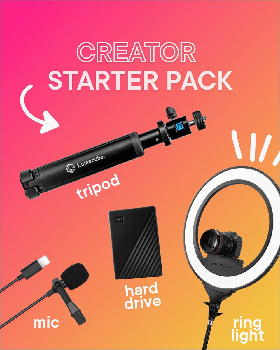 Want to become a creator but not quite sure where to start? We recommend starting with the ultimate Creator Starter Pack:
🤳 Tripod
🎤 Microphone
💻 Hard drive
💡 Ring light

Visit our site for more tips and tricks on getting started as a creator: curastory.co