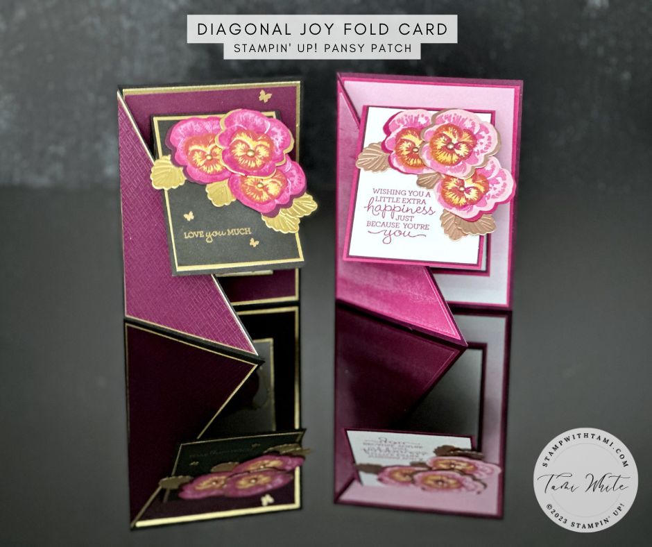 stampwithtami's tweet photo. I shared how to make these diagonal joy fold cards with the Pansy Petals stamp set on today's video. Check it out and download the template here: https://t.co/8eWnJCByF5

#ShareStampinUp #simplestamping #handmadecards #stampinup   #CreateWithStampinUp https://t.co/X8rgcaJv1D