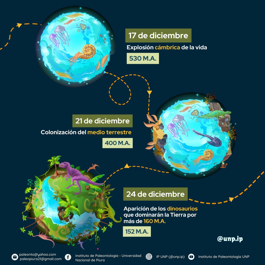 IPaleoUNP's tweet photo. #EarthDay 🌎Para el 17 de diciembre, se presenta la explosión cámbrica, y faltando un segundo para el nuevo año Colón llega a América. (3/4) https://t.co/1mMJpBYQhS