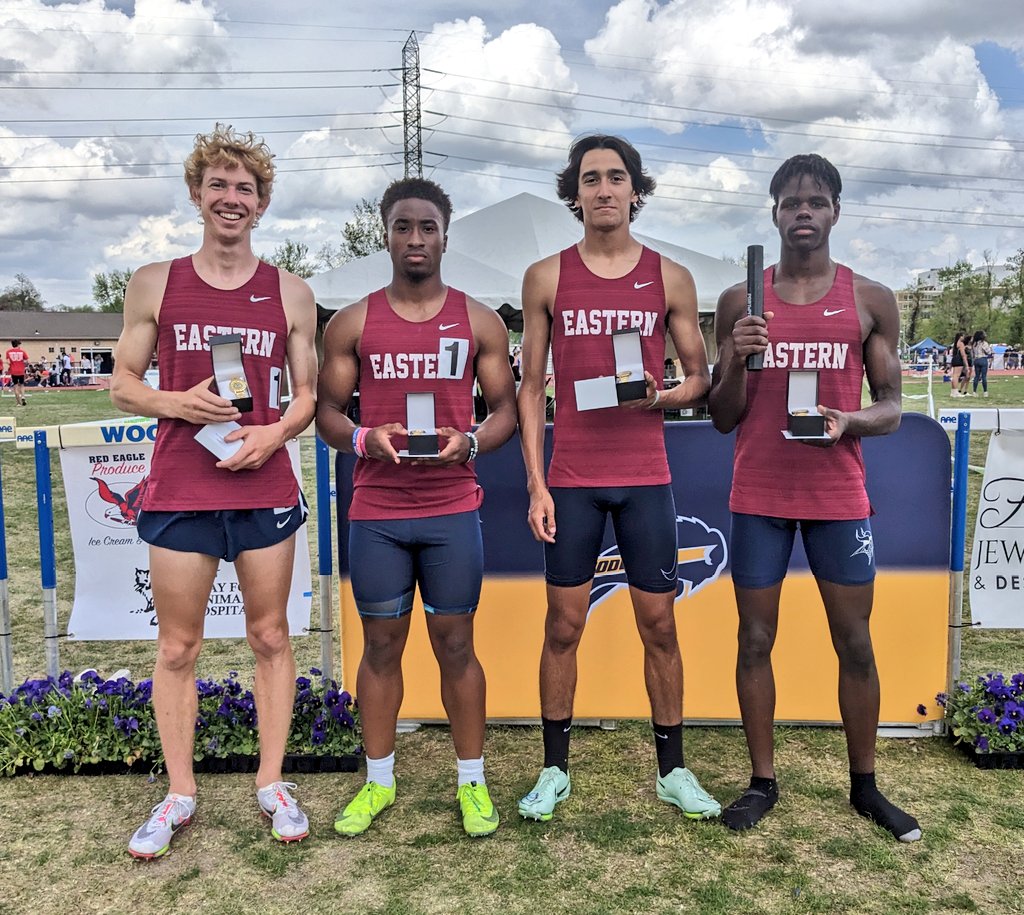 eastern_track's tweet photo. The Boys Sprint Med Relay of Owen Karcsh, Julian Jamison, Carlos Oleaga, and Rajahn Dixon win Group 4 here at Woodbury Relays and score some gold watches with a time of 3:38.05!!!! That is a nationals qualifying mark!!! @easternviking @WoodburyRelays https://t.co/oMA4LiKiyB