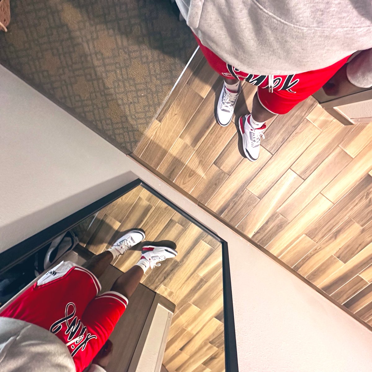 83OgBJohnson's tweet photo. @Snek_Apparel x @Jumpman23 #FireRed3s in Dallas for the #Gaso https://t.co/cAxwWs5pLv