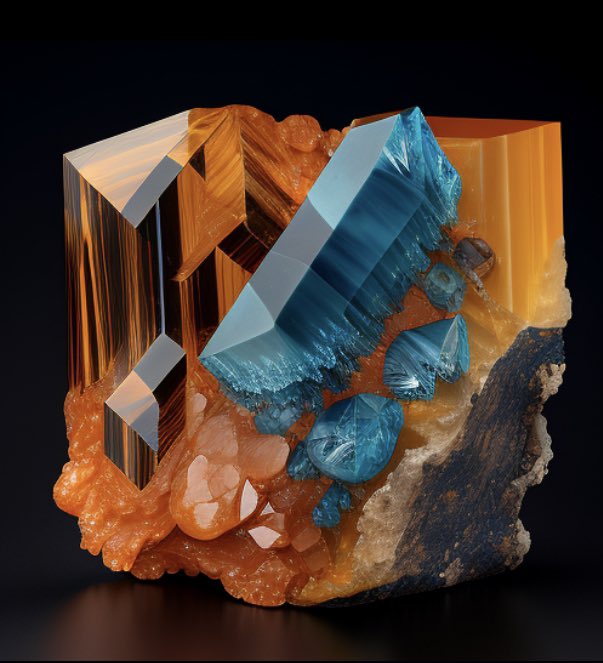 TheYomiCrystal's tweet photo. When you ask for something with orange calcite, blue calcite, and smokey quartz🫣😮😁Beautiful specimen I think!👀🤔🙌🏾♥️🤣🤣🤣#theyomicrystal @thesugaplummgod #thecrystalgoddess #goddessAIArt #goddessAIArtist #iamyomi #yomiandMidjourney @midjourney #iamthegoddess #iamthependulum https://t.co/Rc85Fb5QGG