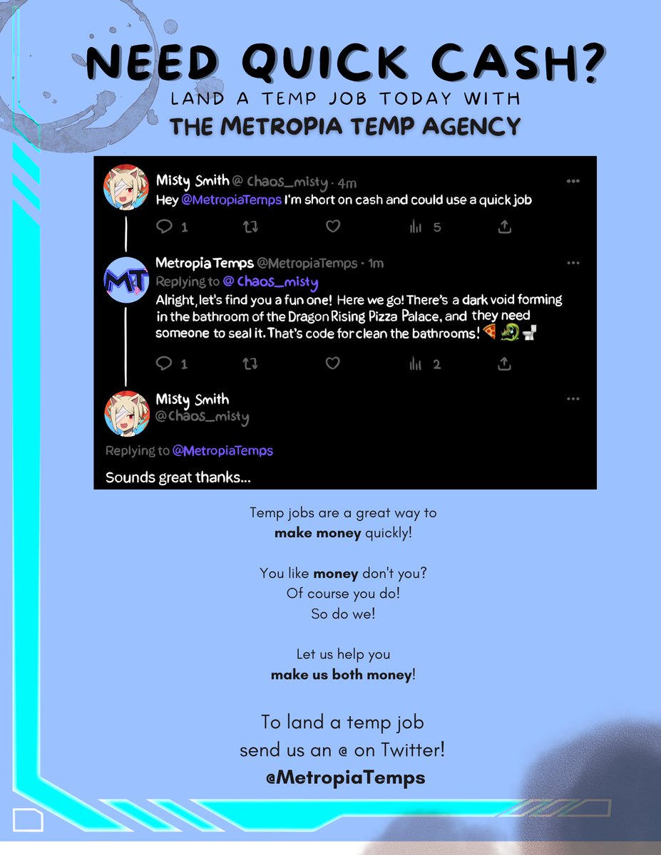 eddieededed's tweet photo. Hey new NPCs, are you unsure what to do next?

Ask the Temp Agency for help! https://t.co/skqxK8pUiv