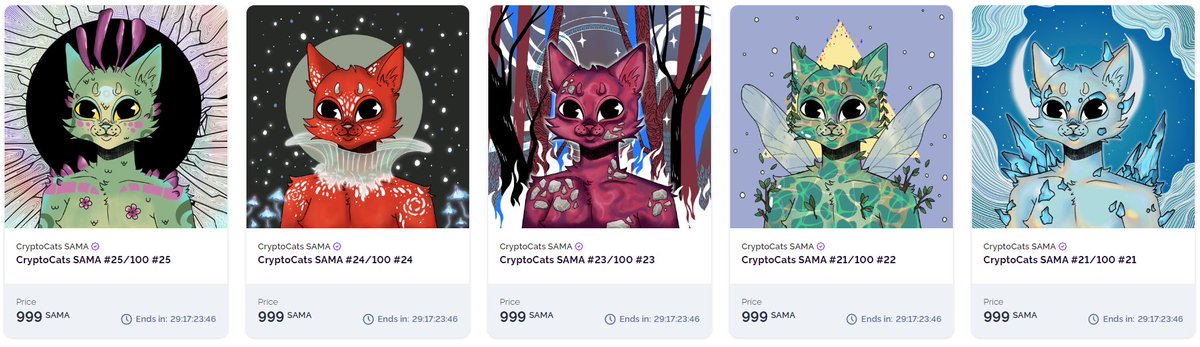 Friends, magic cats from the collection "CryptoCats SAMA" are for sale, each at a price of 999 $SAMA
And also cyber cats from the last series are waiting for you 🦾
I still hope for your support and activity ❤️

raresama.com/collections/21…

<a href="/RaresamaNFT/">Raresama - NFT Marketplace</a>
#raresama #moonsama #NFT