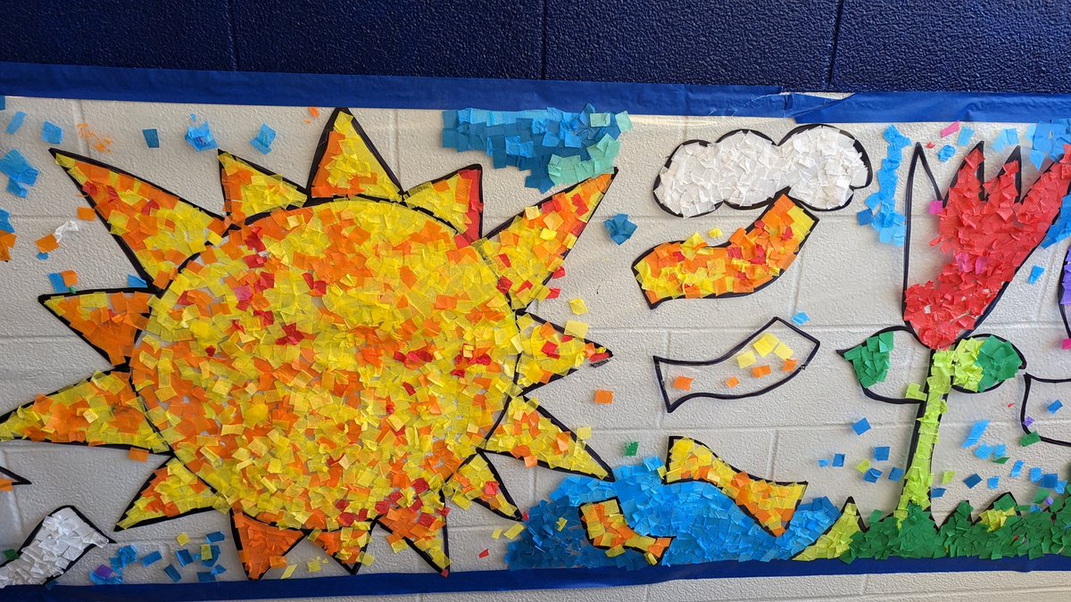After reading about ways to make everyday Earth Day, 2nd grade Library classes worked on a colorful and collaborative Spring mural. Over 100 students made this beautiful piece come together through TEAMWORK. @WCSDEmpowers @GayheadWCSD @GayheadPTA @ASchout10