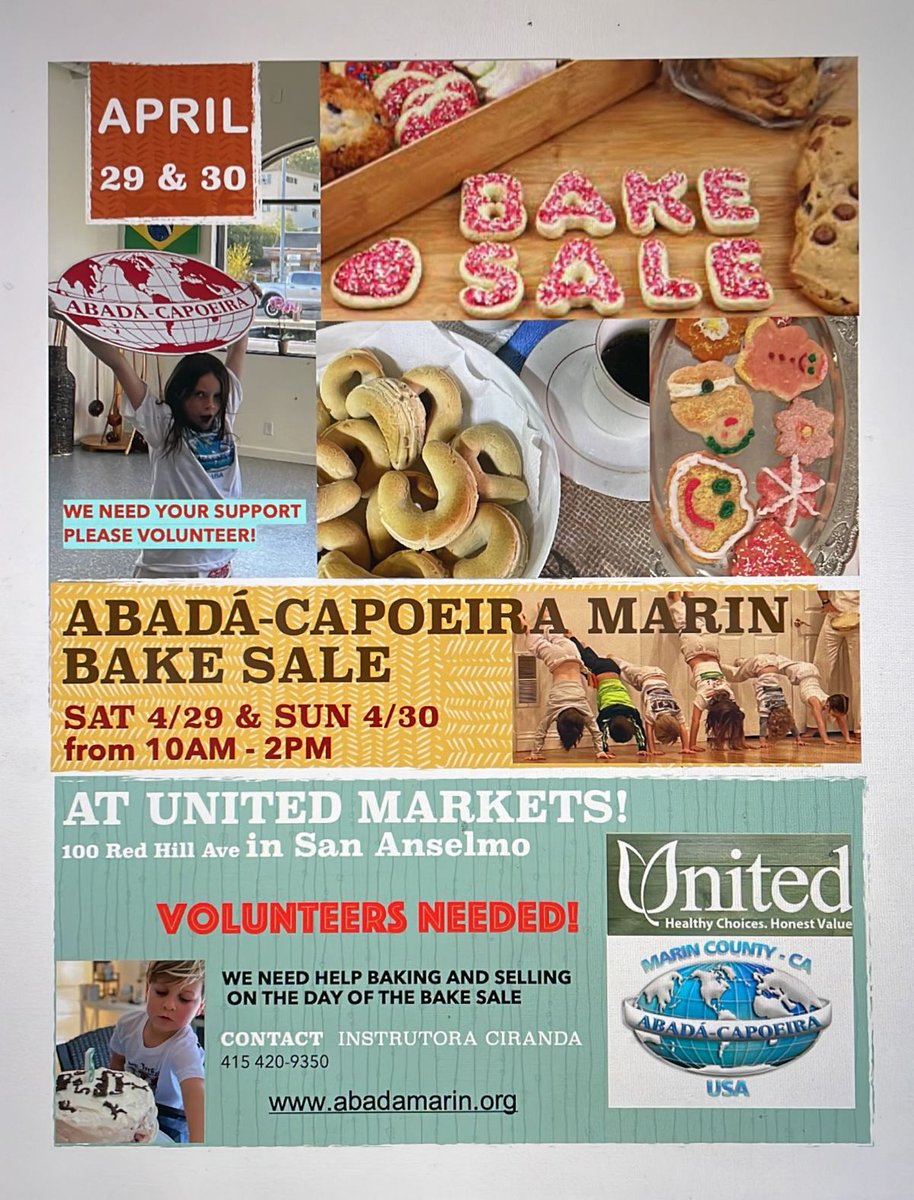abada_marin's tweet photo. ABADÁ CAPOEIRA MARIN NEWSLETTER - https://t.co/gsCdmR9mgZ
ABADÁ Marin Anniversary Party, Summer Camp, Bake Sale, 2023 Batizado. Don't miss it! https://t.co/jmqjEeCltk