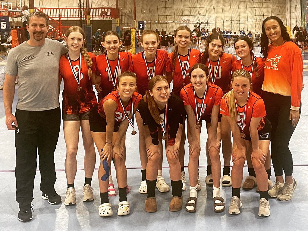 Congrats to the Country Fire 15’s earning some jewelry and placing 3rd overall (gold) at the Pre-regional tournament today! Y’all rocked it! #countryfirevb #morethanvb #comeplaywithfire