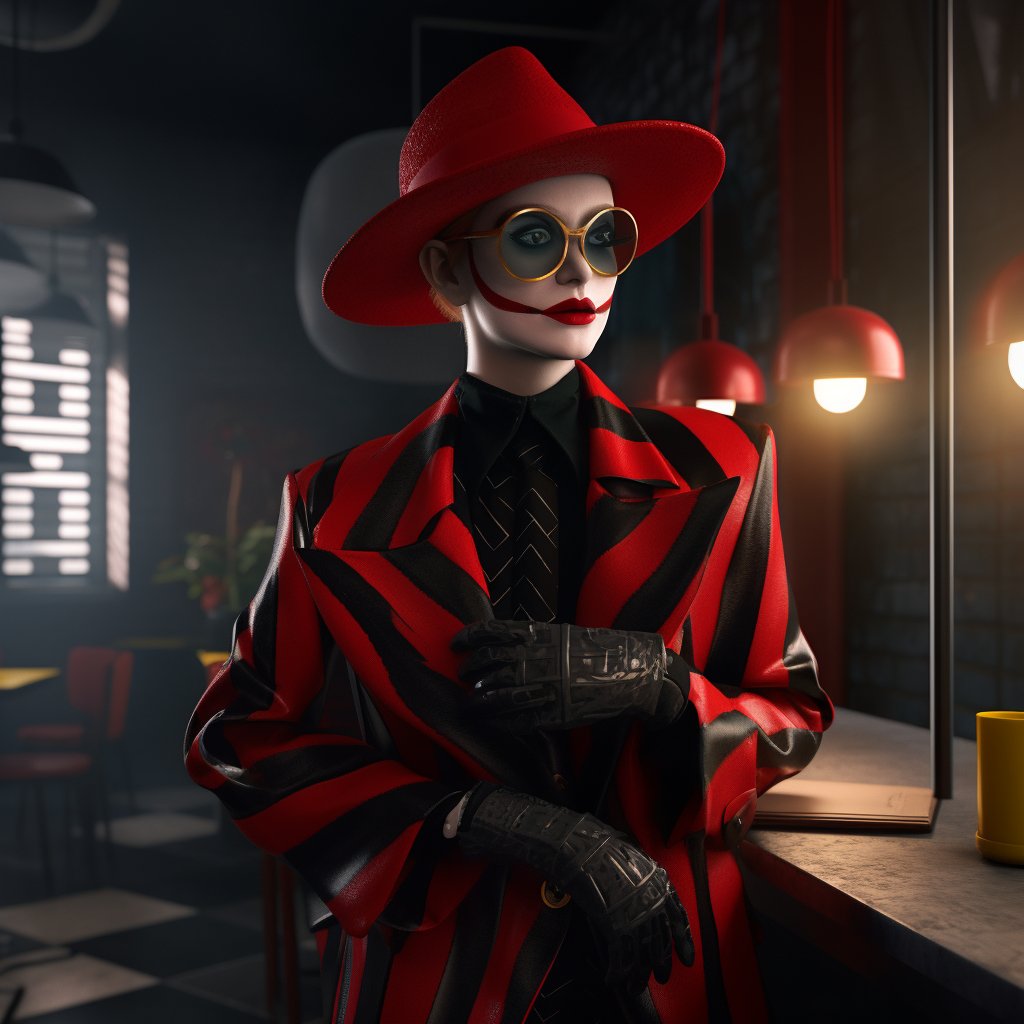 ArtificioAI's tweet photo. McDonalds Hamburglar, high fashion, hamburger pattern, stripes, wide shot, photo realistic, octane render, 8k #AI 🙋‍♀️ 🍔 💁‍♂️ 🍟 

#artificioai #artificialintelligence #aiartdaily #digitalartwork #digitalart #aiart #aiartcommunity #midjourney #midjourneyart #mcdonalds https://t.co/MW4Lx19o02