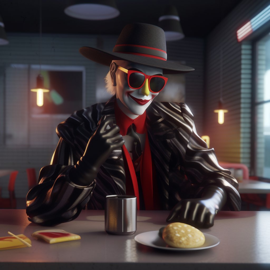 ArtificioAI's tweet photo. McDonalds Hamburglar, high fashion, hamburger pattern, stripes, wide shot, photo realistic, octane render, 8k #AI 🙋‍♀️ 🍔 💁‍♂️ 🍟 

#artificioai #artificialintelligence #aiartdaily #digitalartwork #digitalart #aiart #aiartcommunity #midjourney #midjourneyart #mcdonalds https://t.co/MW4Lx19o02