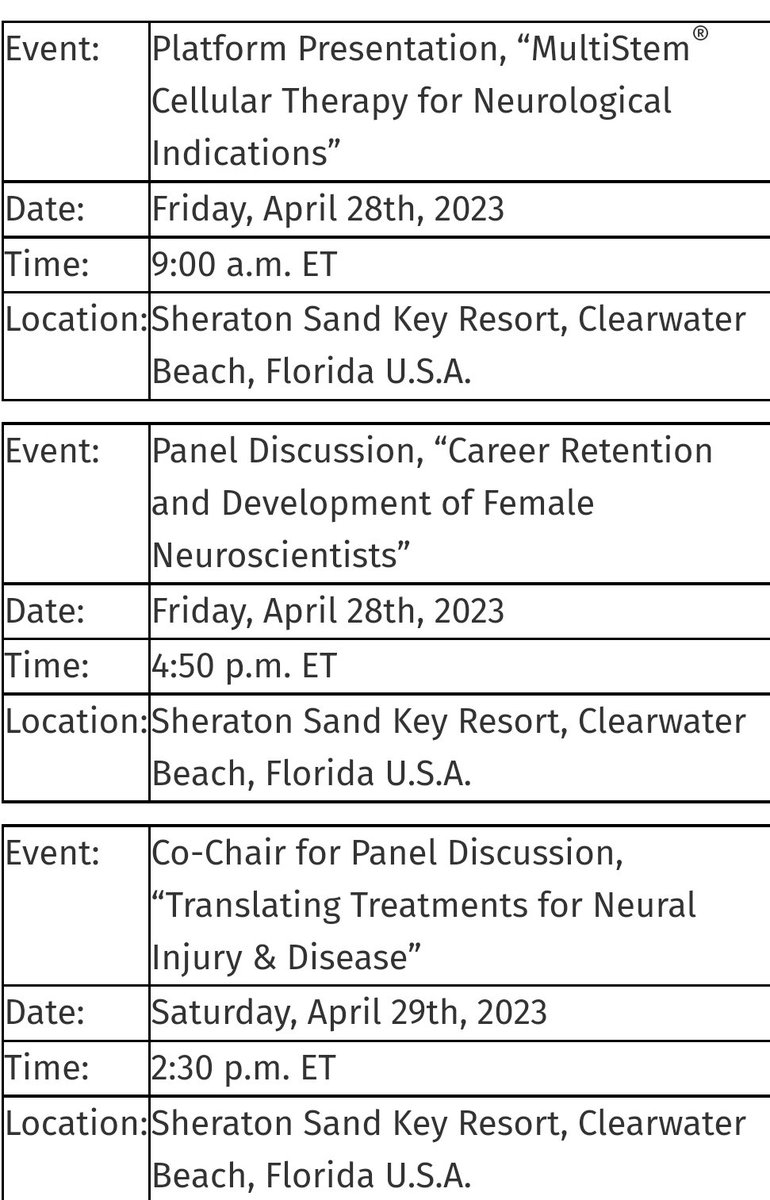 mapc_news's tweet photo. Dr. Sarah Busch, VP of Regenerative Medicine and Head of Business Development @athersys to attend the #ASNTR Annual Conference
April 27 - 30, 2023
Sheraton Sand Key Resort
Clearwater Beach, Florida https://t.co/2EowJ5j7kh
#Multistem #stemcell #celltherapy #stroke #trauma #tbi https://t.co/bS8HvqZw0N