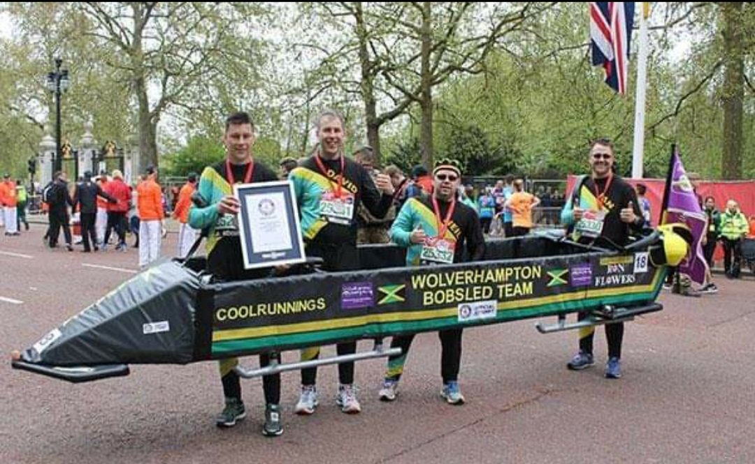 WbobsledT's tweet photo. Good luck to everyone who is running the @LondonMarathon today enjoy the atmosphere and Happy St George's Day 
All being well we hope to see you all again there next year helping to raise money for Asthma 
#coolrunnings https://t.co/phLy80lvTh