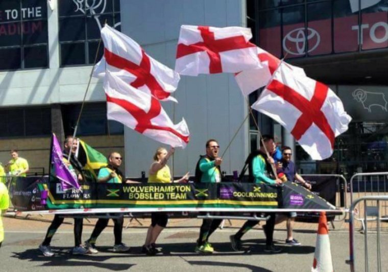 WbobsledT's tweet photo. Good luck to everyone who is running the @LondonMarathon today enjoy the atmosphere and Happy St George's Day 
All being well we hope to see you all again there next year helping to raise money for Asthma 
#coolrunnings https://t.co/phLy80lvTh