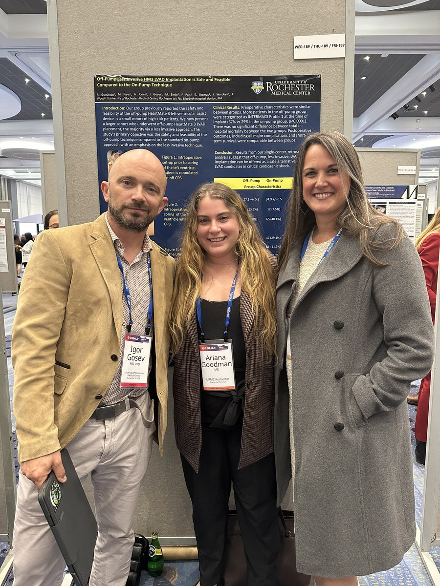 Leway Chen, MD, MPH (@docdiastole) on Twitter photo Terrific poster (Off-Pump Less Invasive HM 3) by Dr. Ariana Goodman, CT Surgery Resident <a href="/URochesterSurg/">URMC Department of Surgery</a> Second picture with her mentors Dr. Igor Gosev <a href="/igor_igorgosev/">Igor Gosev</a> and Dr. Katherine Wood <a href="/kwood_md/">Katherine Wood</a> #ISHLT2023 <a href="/URMed_AHF/">UR Medicine Advanced Heart Failure</a> Terrific poster (Off-Pump Less Invasive HM 3) by Dr. Ariana Goodman, CT Surgery Resident <a href="/URochesterSurg/">URMC Department of Surgery</a> Second picture with her mentors Dr. Igor Gosev <a href="/igor_igorgosev/">Igor Gosev</a> and Dr. Katherine Wood <a href="/kwood_md/">Katherine Wood</a> #ISHLT2023 <a href="/URMed_AHF/">UR Medicine Advanced Heart Failure</a>