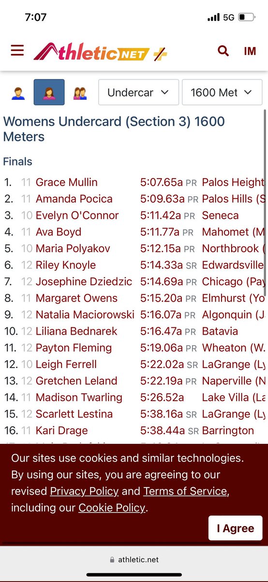 StaggGirlsTF's tweet photo. Another outstanding race by junior Amanda Pocica!! It wasn't enough just to qualify for the 1600 at the Palatine Distance Night Invitational...so she ran a 8.45 second PR, set another school record (5:09.63), and finished 2nd in her heat (seeded 6th)!! Congratulations Amanda! https://t.co/T8bNlSl9Fi